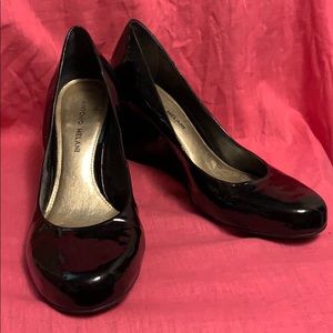 Antonio Melani black patent wedge heels  Sz 9 1/2